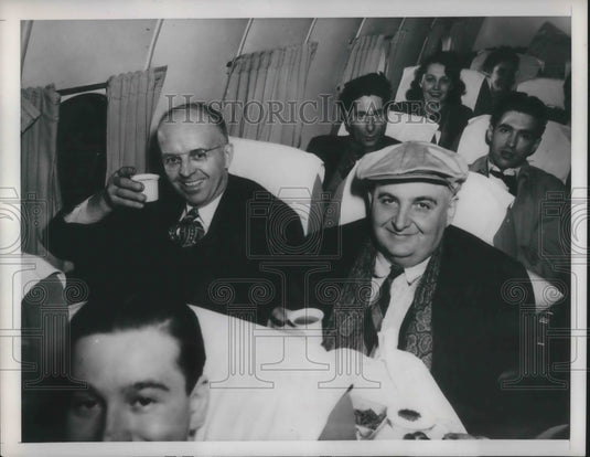 1948 Press Photo People enjoy snack on a airplane flight - nec72944 - Historic Images