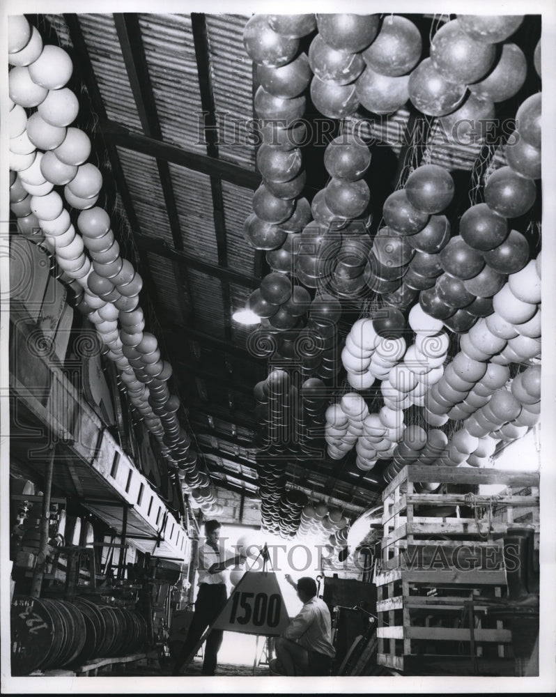 1960 Press Photo Buoys in storage before a boat race is set up in Italy - Historic Images