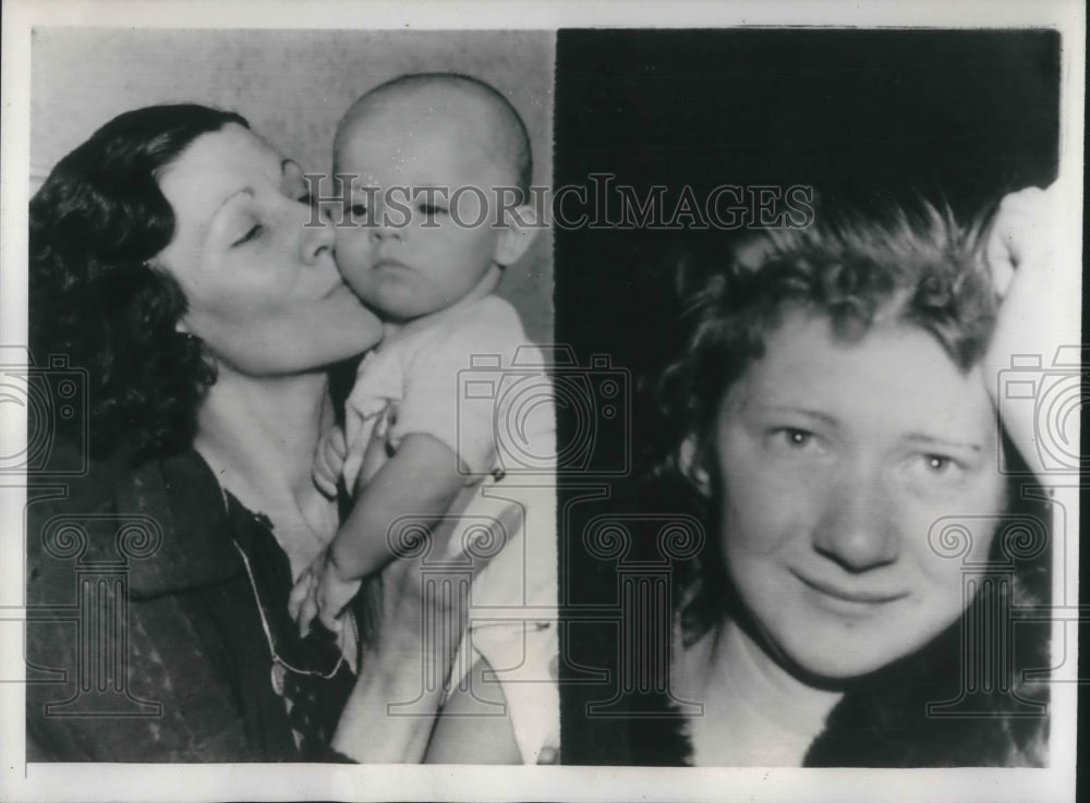 1939 Press Photo Mrs Margaret McCrohan &amp; returned kidnap baby Gerald - Historic Images