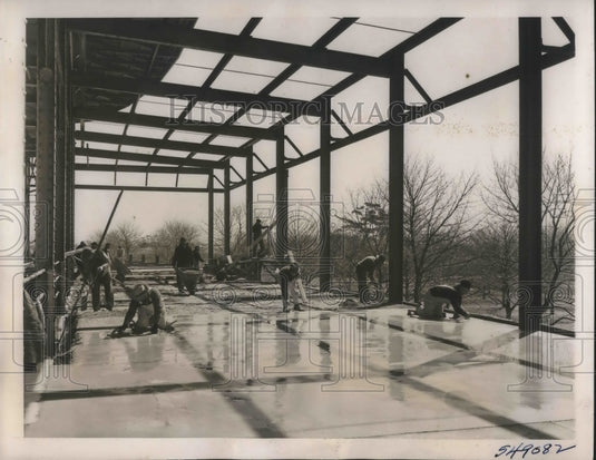 1940 Belmont Park,NY workmen finish track additions - Historic Images