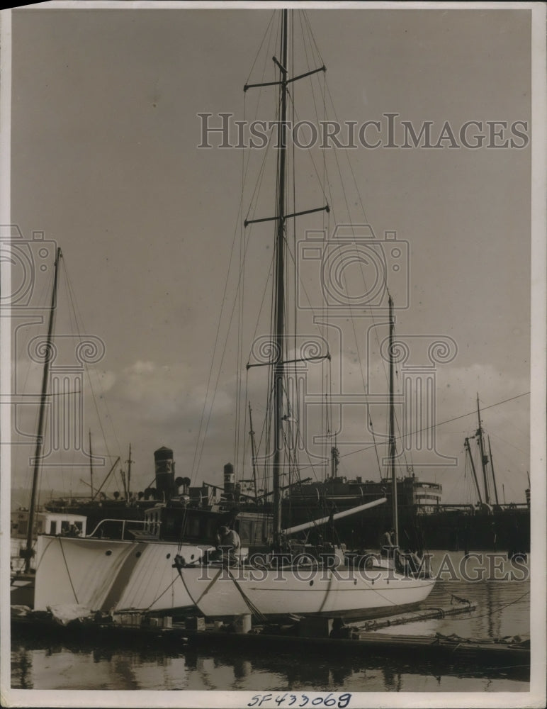 1938 Press Photo Yacht Altair found at sea &amp; 5 youths aboard lost - nec81240 - Historic Images