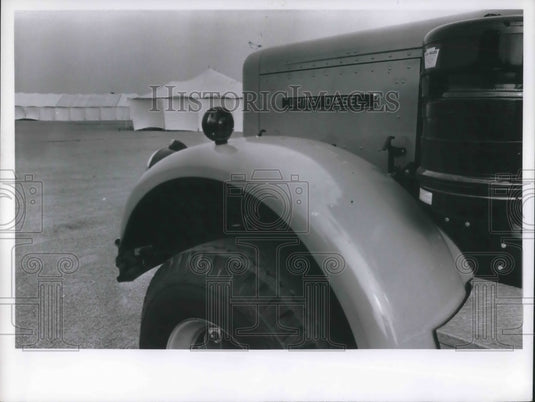 1963 Front of a truck arriving at a tent camp - Historic Images