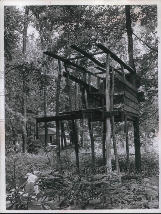 1966 Press Photo Home of Bill Longhead in woods near Cleveland - Historic Images