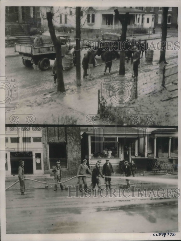 1937 Mopping up after flood in West Virginia - Historic Images