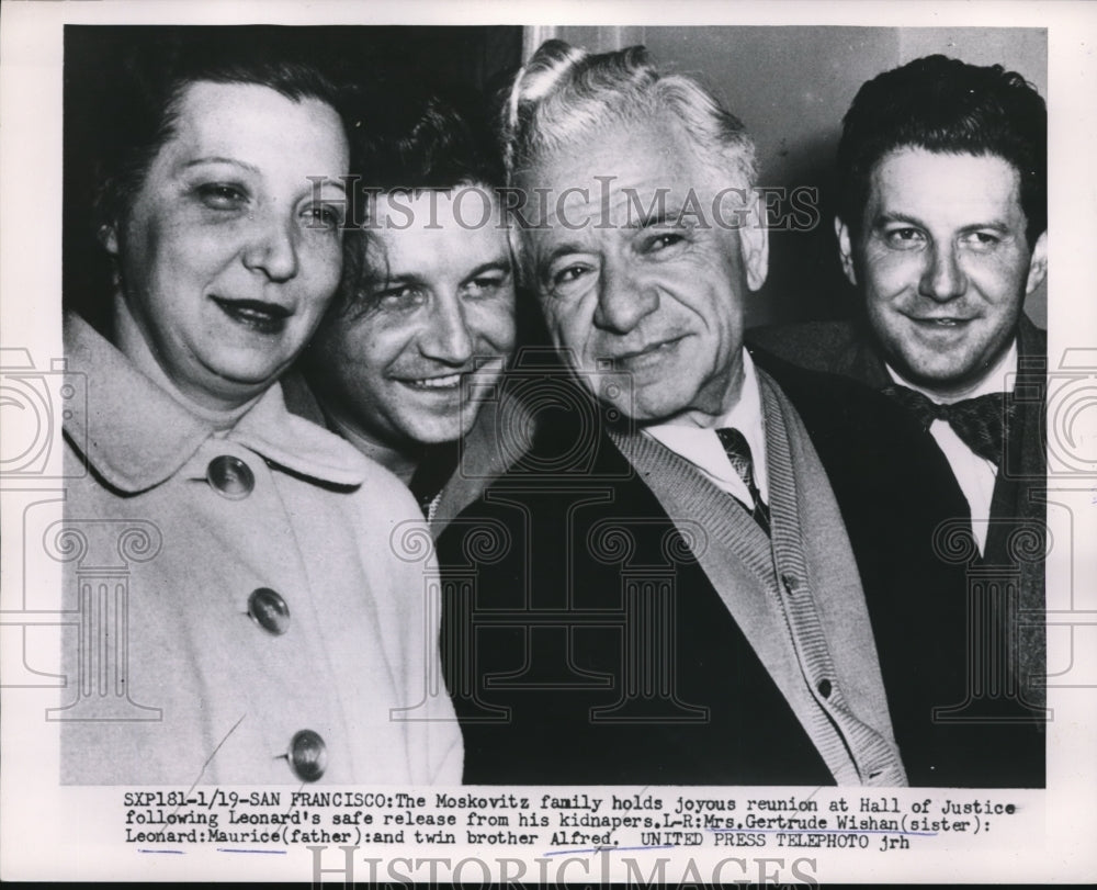 1954 Press Photo Gertrude Wishan, Leonard, Maurice and Alfred Moskovitz - Historic Images