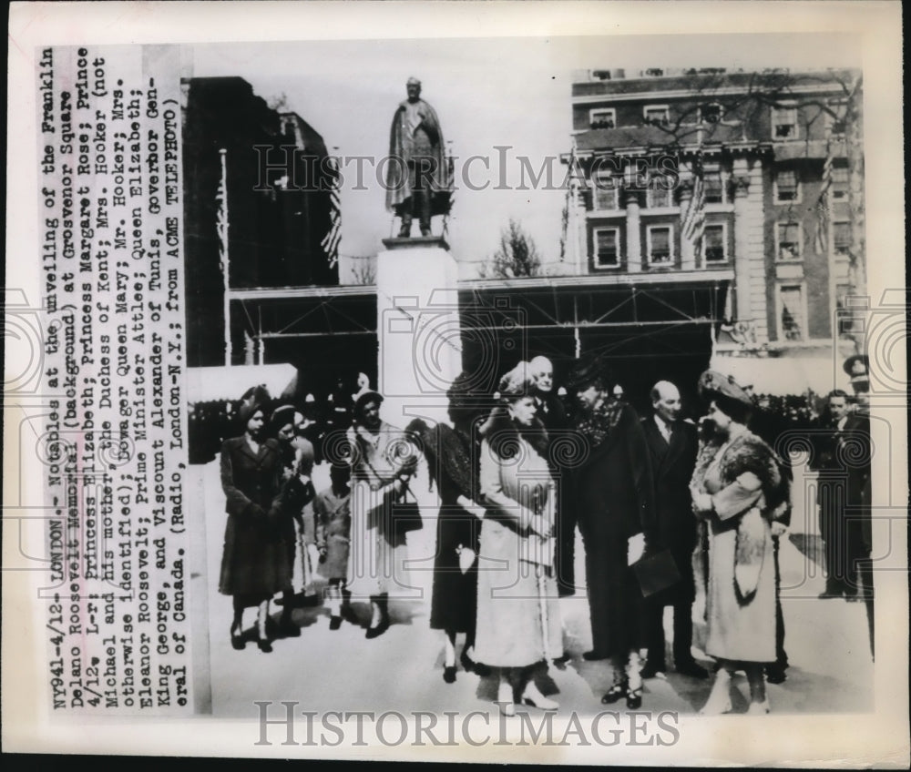 1948 Media Photo Princess Elizabeth, Prince Michael at Roosevelt Unveiling - Historic Images