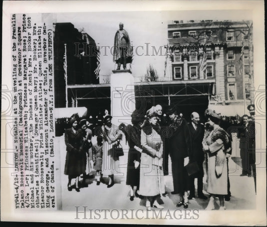 1948 Media Photo Princess Elizabeth, Prince Michael at Roosevelt Unveiling - Historic Images