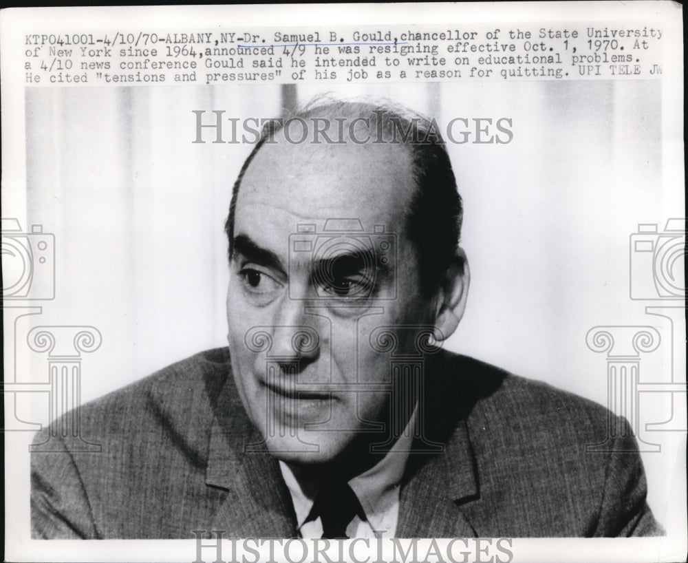 1970 Press Photo Dr. Samuel B. Gould, State University of New York Chancellor - Historic Images