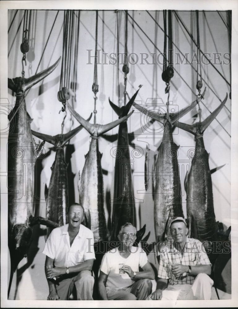 1957 Press Photo Rod &amp; Reel Club Jack Christianson, Jack Roulerson,Mahoney - Historic Images