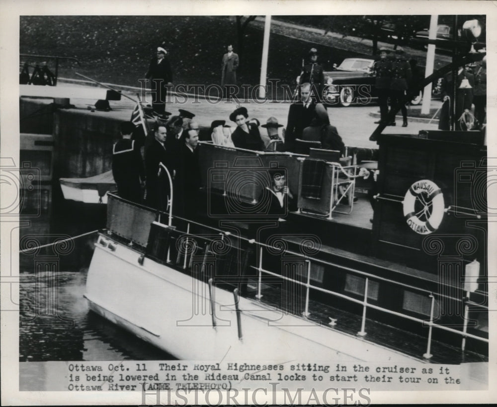 1959 Press Photo Royal Highenss Sitting on Cruiser for Tour of Ottawa River - Historic Images