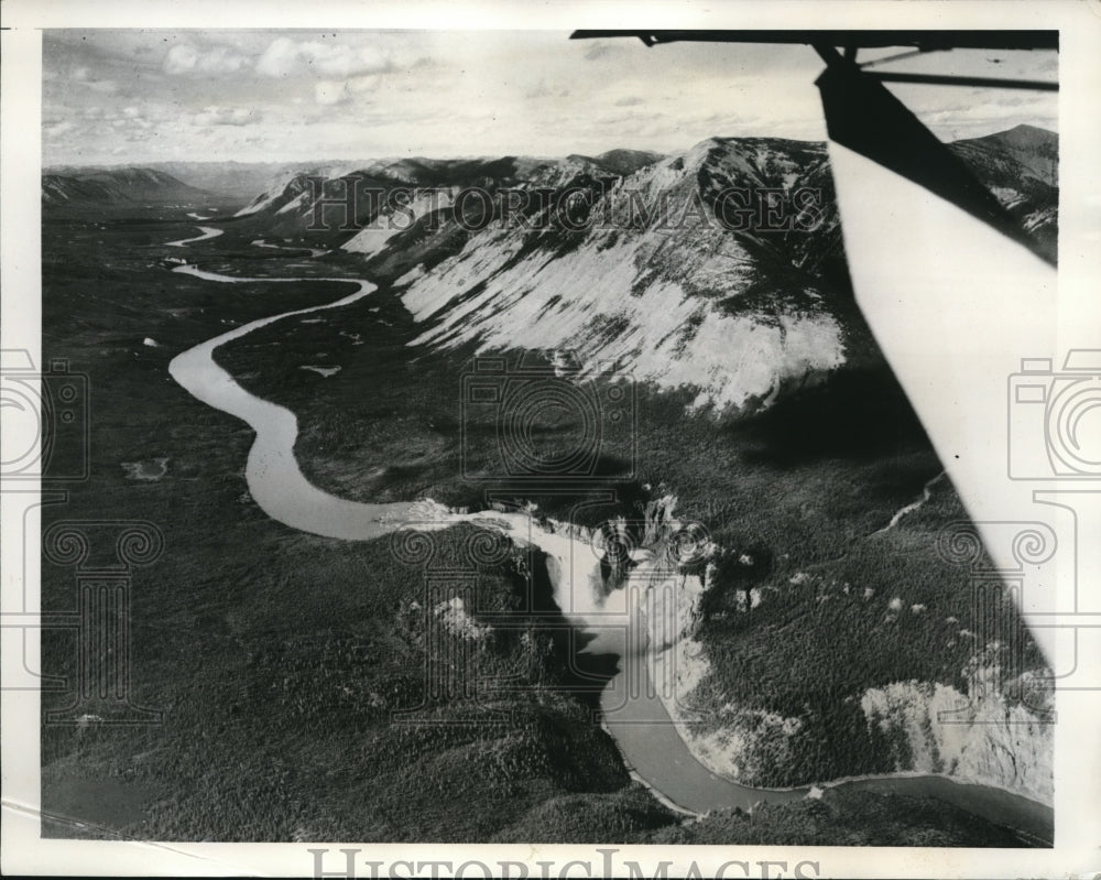 1941 Press Photo Air view of Virginia Falls on S Nahanni River in the Yukon - Historic Images