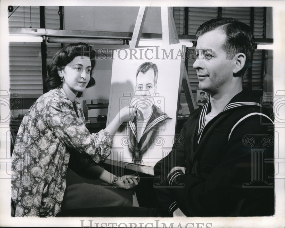 1944 Press Photo A sketch of Denny for his wife - Historic Images