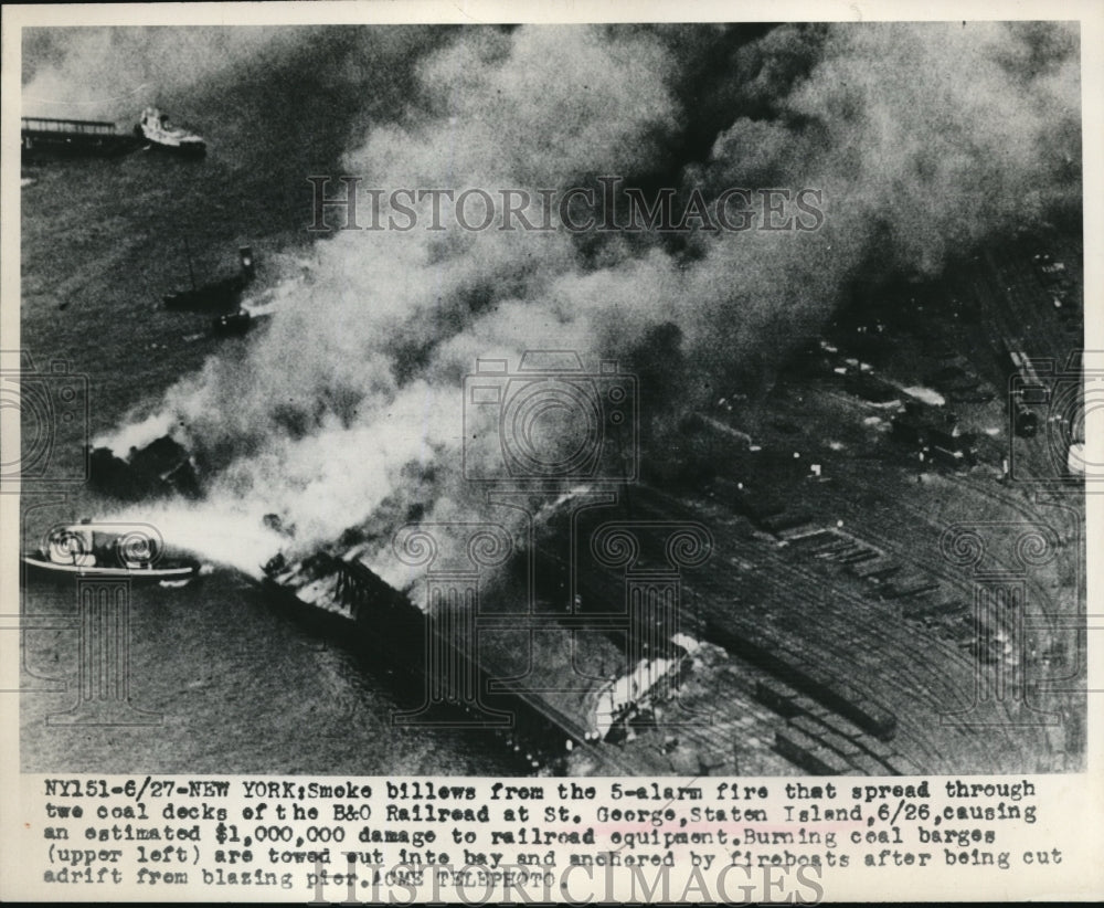 1949 New York 5 alarm fire at St George,Staten Island - Historic Images