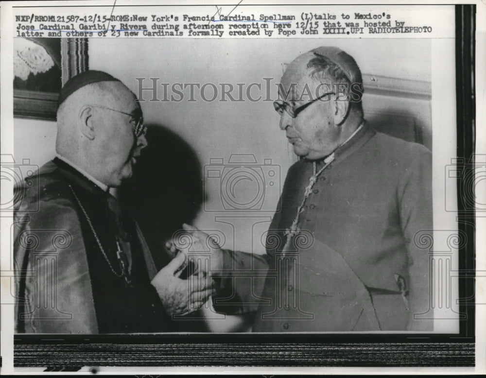 1958 Press Photo Rome Italy NYC Cardinal Spellman &amp; Mexico&#39;s Cardinal Rivera - Historic Images