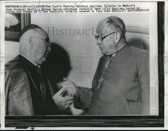 1958 Press Photo Rome Italy NYC Cardinal Spellman & Mexico's Cardinal Rivera - Historic Images