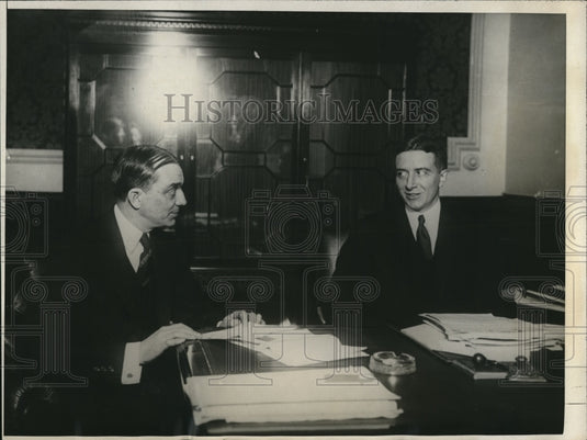 1924 Press Photo Owen Young & Seymour P Gilbert reparations board in Germany - Historic Images