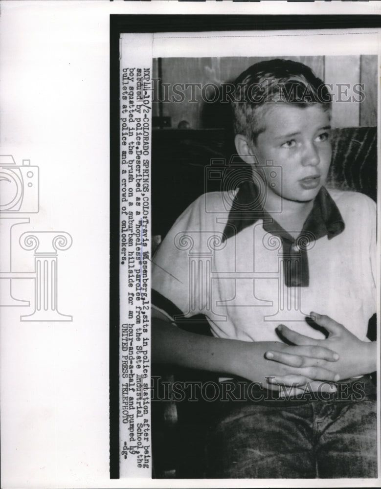 1954 Press Photo Hopeless Parolee Travis Wissenberg in police station - Historic Images