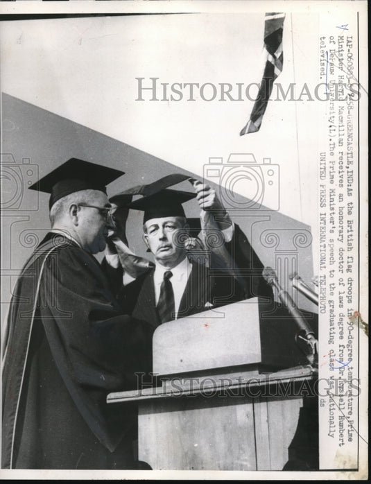 1958 Press Photo Greencastle Ind British Prime Minister Harold Macmillan - Historic Images
