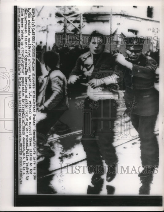 1954 Press Photo Police and anti-US demonstrators battle on US support refusal-Historic Images