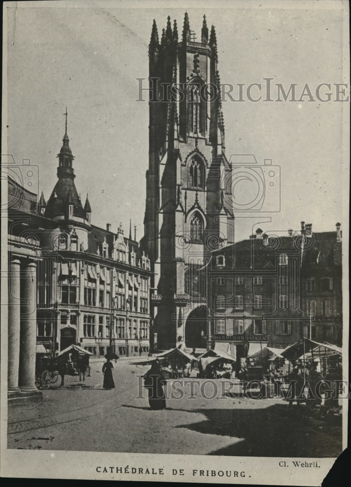 1919 Press Photo Cathedral de Fribourg in Fribourg, Switzerland - Historic Images