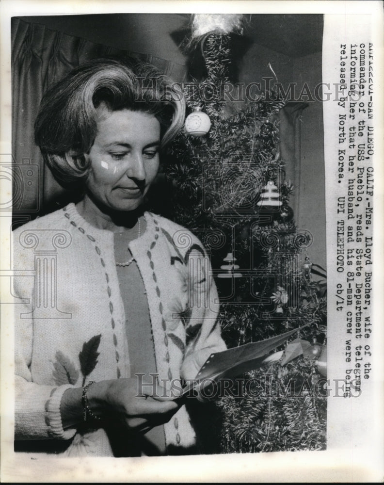 1968 Mrs. Lloyd Butcher happy to see the news regarding her husband - Historic Images