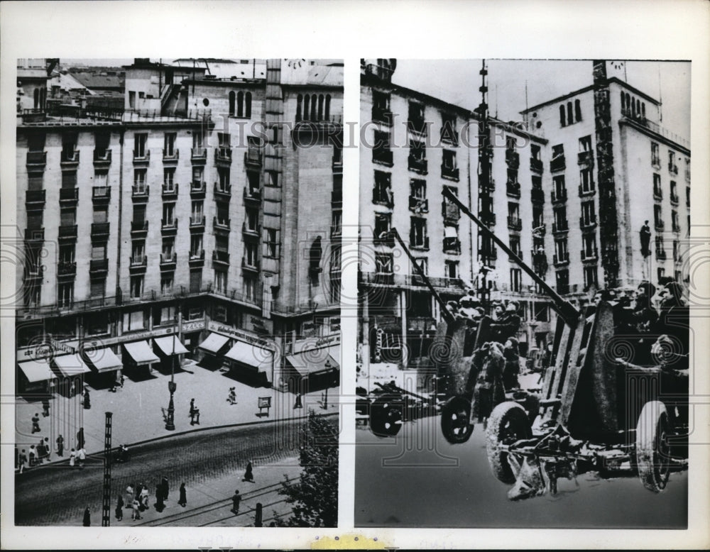 1962 Press Photo Budapest Hungary view of town in the war &amp; modern today - Historic Images