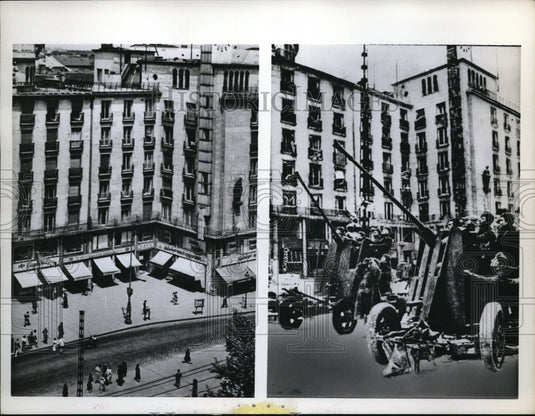 1962 Press Photo Budapest Hungary view of town in the war & modern today - Historic Images