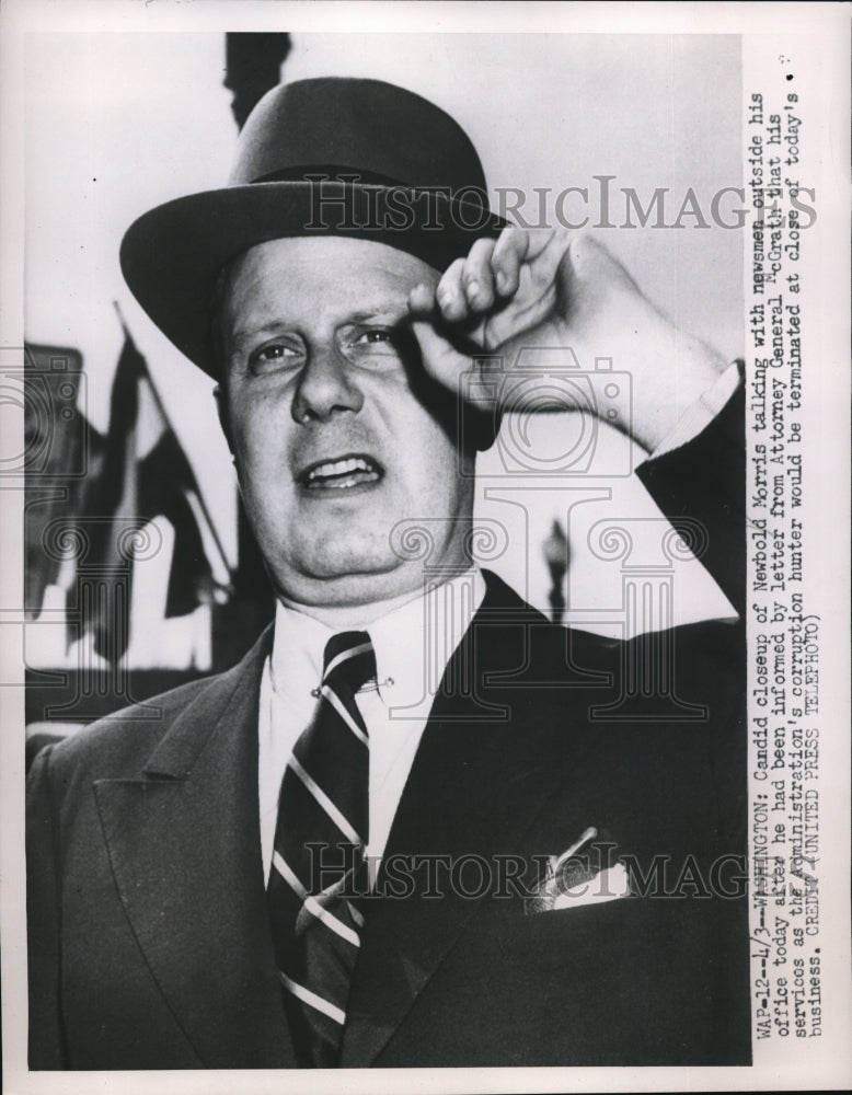 1952 Press Photo Wash DC Newbold Morris Administration corruption hunter - Historic Images
