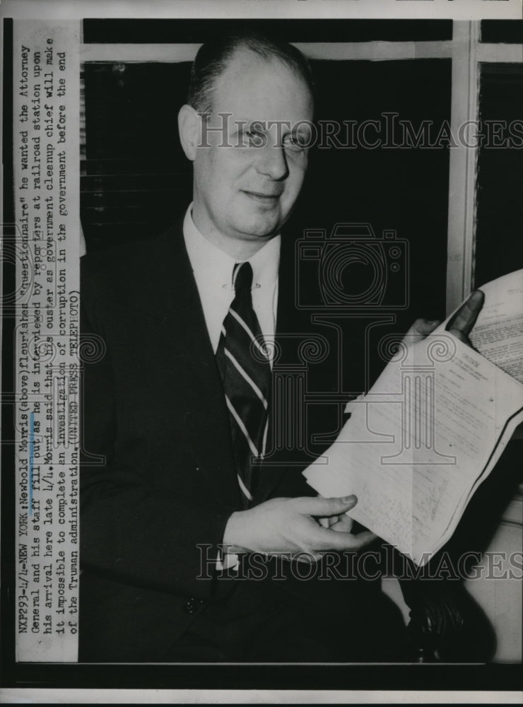 1952 Press Photo NYC Newbold Morris govt corruption investigator - Historic Images