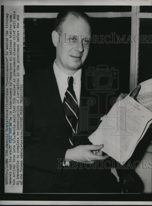 1952 Press Photo NYC Newbold Morris govt corruption investigator - Historic Images