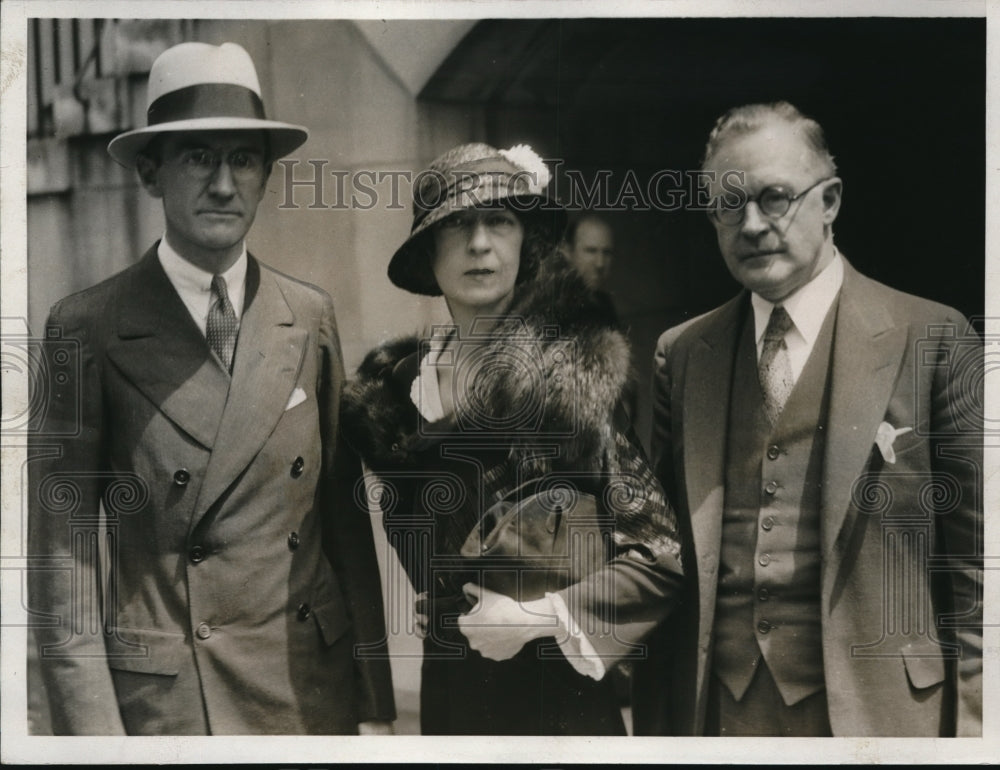 1932 Press Photo Mrs McLean &amp; attys N Hartson, Al Fox, perjury trial in DC - Historic Images