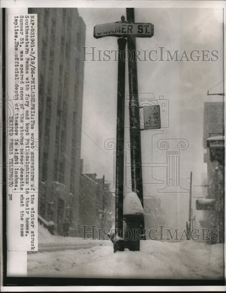 1956 Press Photo Philadelphia Pa worst snowstorm this year - Historic Images