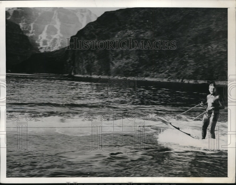 1938 Water skier Jack Burrud on Lake Mead at Boulder Dam  - Historic Images