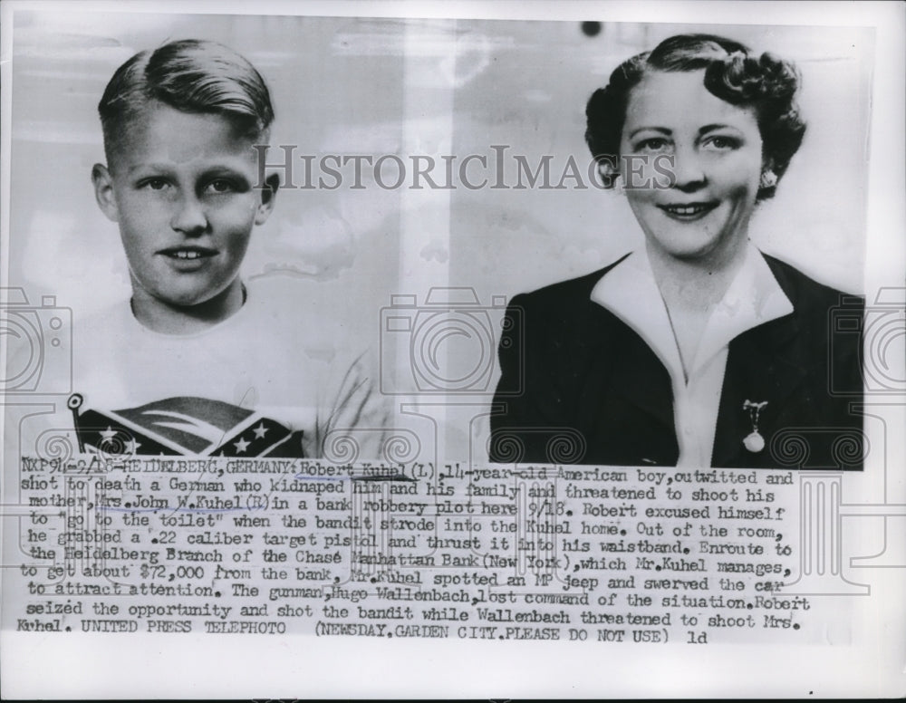 1956 Press Photo Heidelberg Germany Robert Kuhal &amp; mom before kidnapping-Historic Images