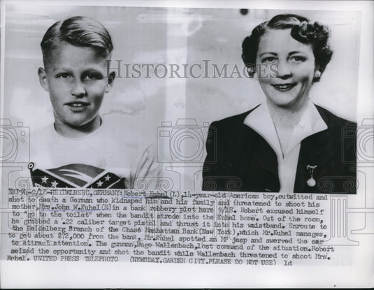 1956 Press Photo Heidelberg Germany Robert Kuhal & mom before kidnapping-Historic Images