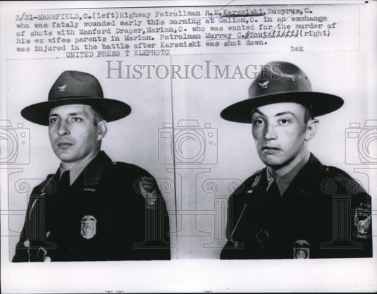 1957 Press Photo Mansfield Ohio patrolman RE Karsmiski & Murray C Youtz - Historic Images