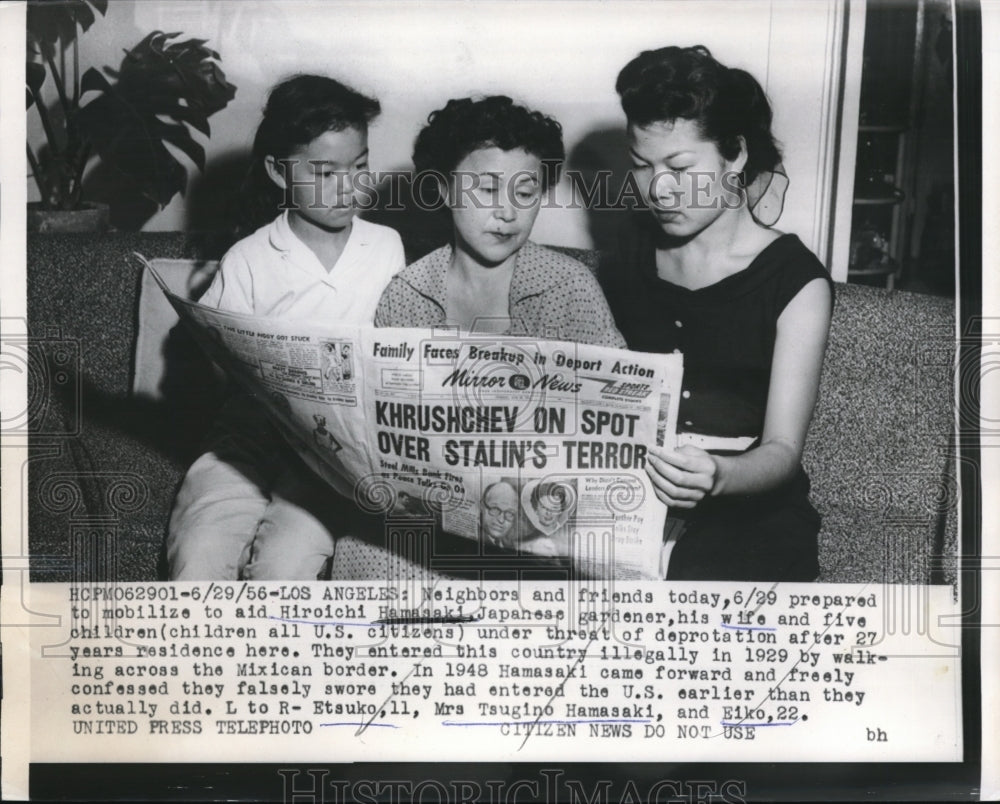 1956 Press Photo Los Angeles Hiroichi Hamsaki faces deportation - Historic Images