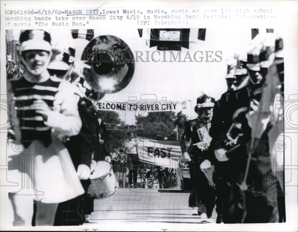 1962 Mason City Iowa marching bands Festival of HS bands - Historic Images