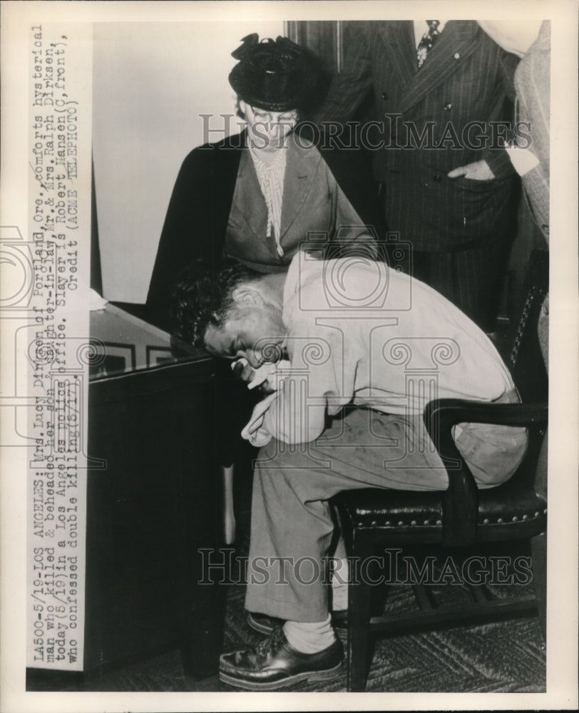 1948 Press Photo LA Calif. Mrs Lucy Dinksen &amp; man who killed her son-Historic Images