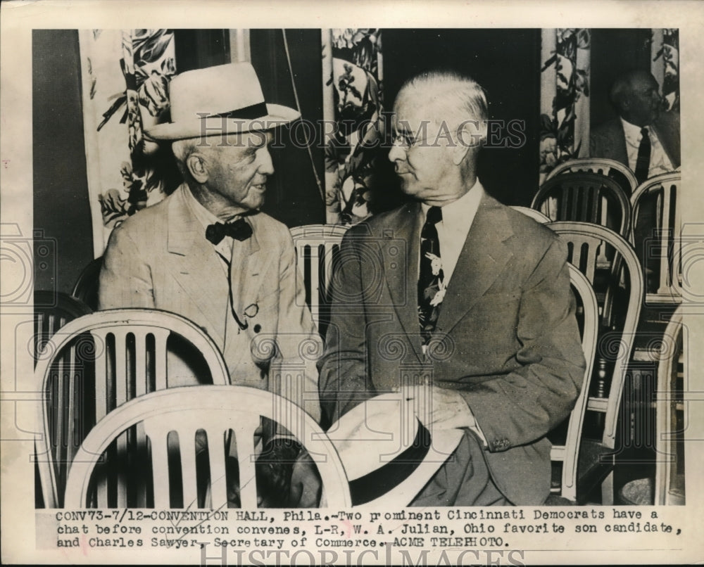 1948 Press Photo Philadelphia Pa WA Julian &amp; Charles Sawyer at convention - Historic Images