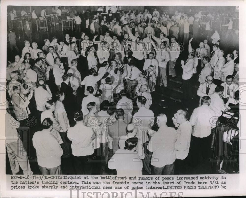 1953 Press Photo Chicago Board Of Trade 3/31 As Prices Break Sharply - Historic Images