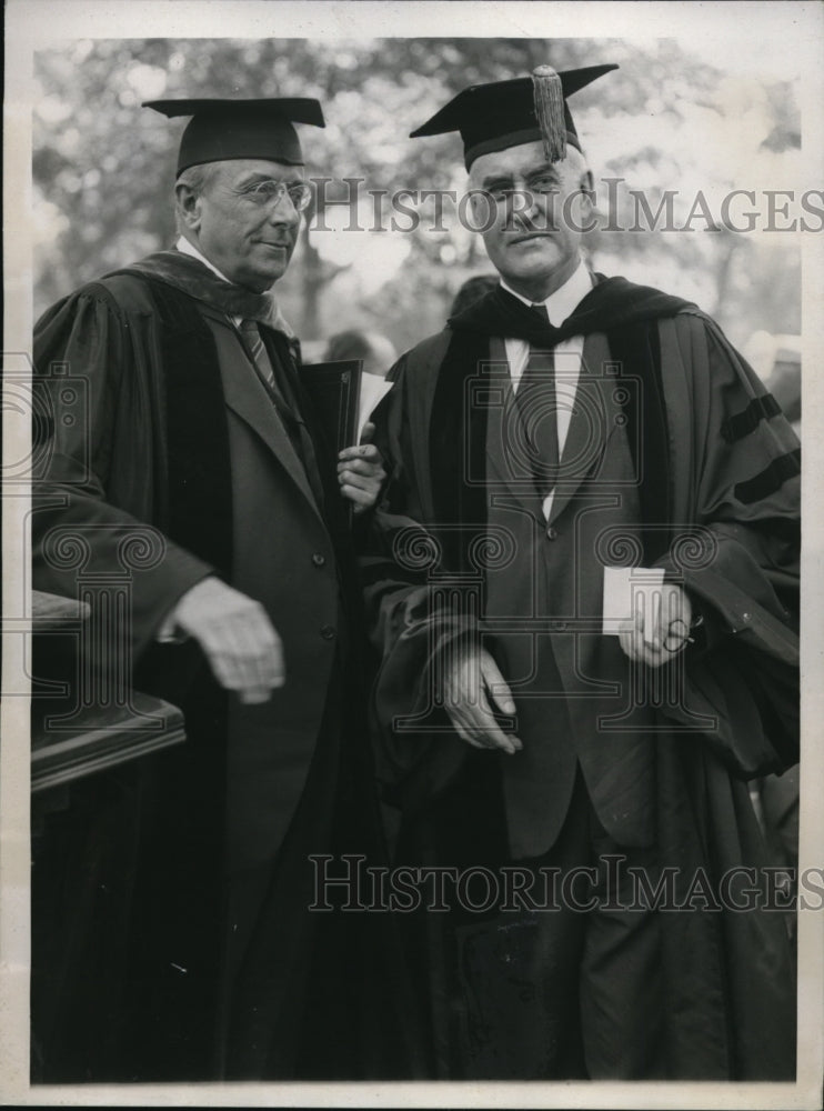 1934 Press Photo Attorney General Homer Cummings, Dr H M Moore Lake Forest Coll - Historic Images