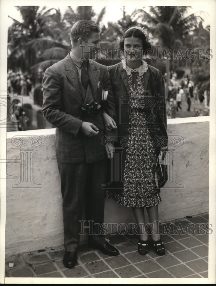 1938 Press Photo Miami Fla Mr &amp; Mrs Charles Freeman Shelden - Historic Images