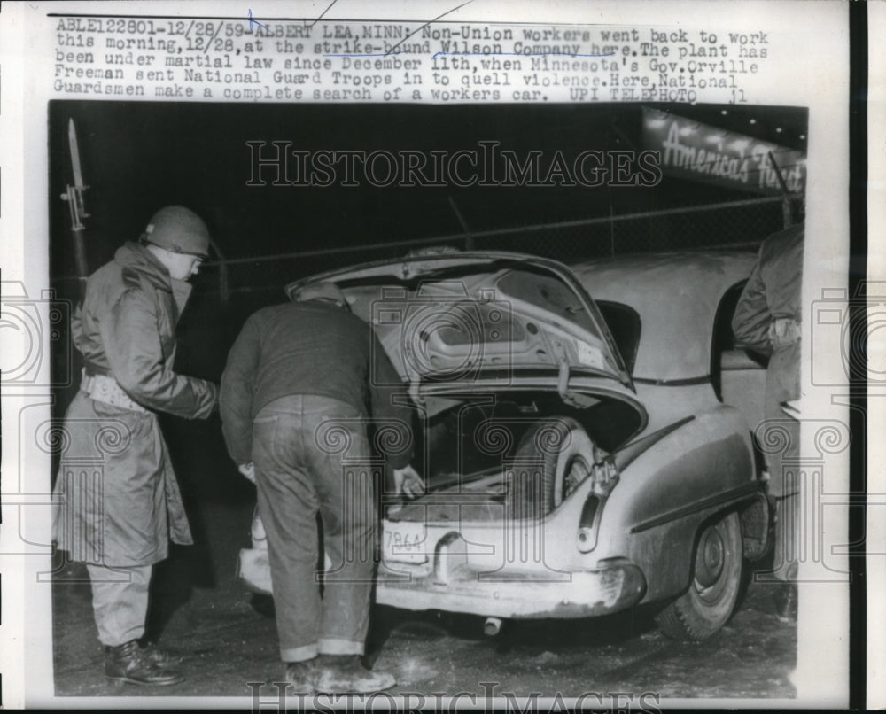 1959 Press Photo Gov Freeman Sends National Guard to Albert Lea, MN - Historic Images