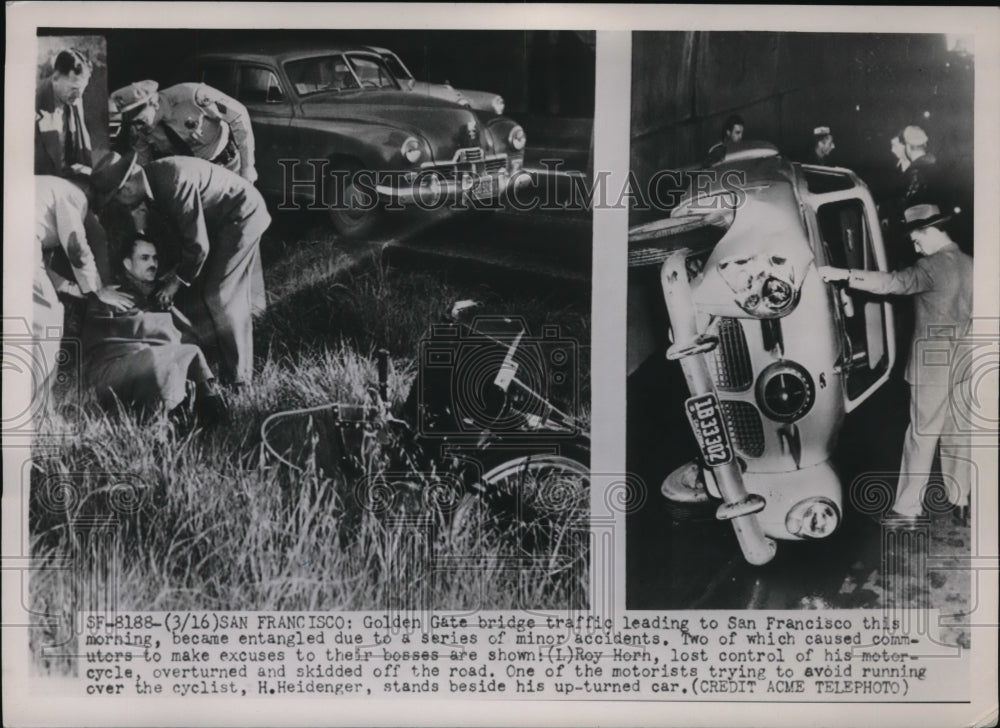 1951 Press Photo San Francisco Golden Gate Bridge Traffic Accidents - Historic Images