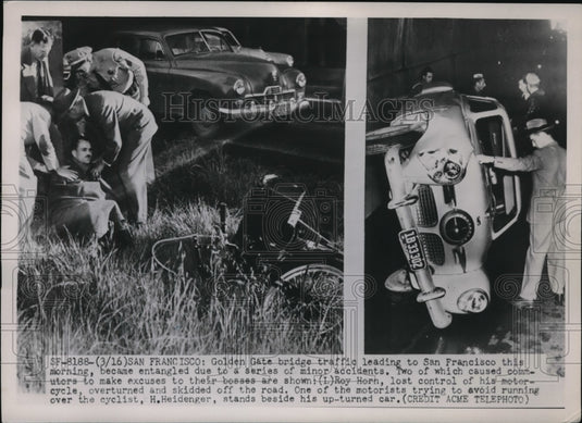 1951 Press Photo San Francisco Golden Gate Bridge Traffic Accidents - Historic Images