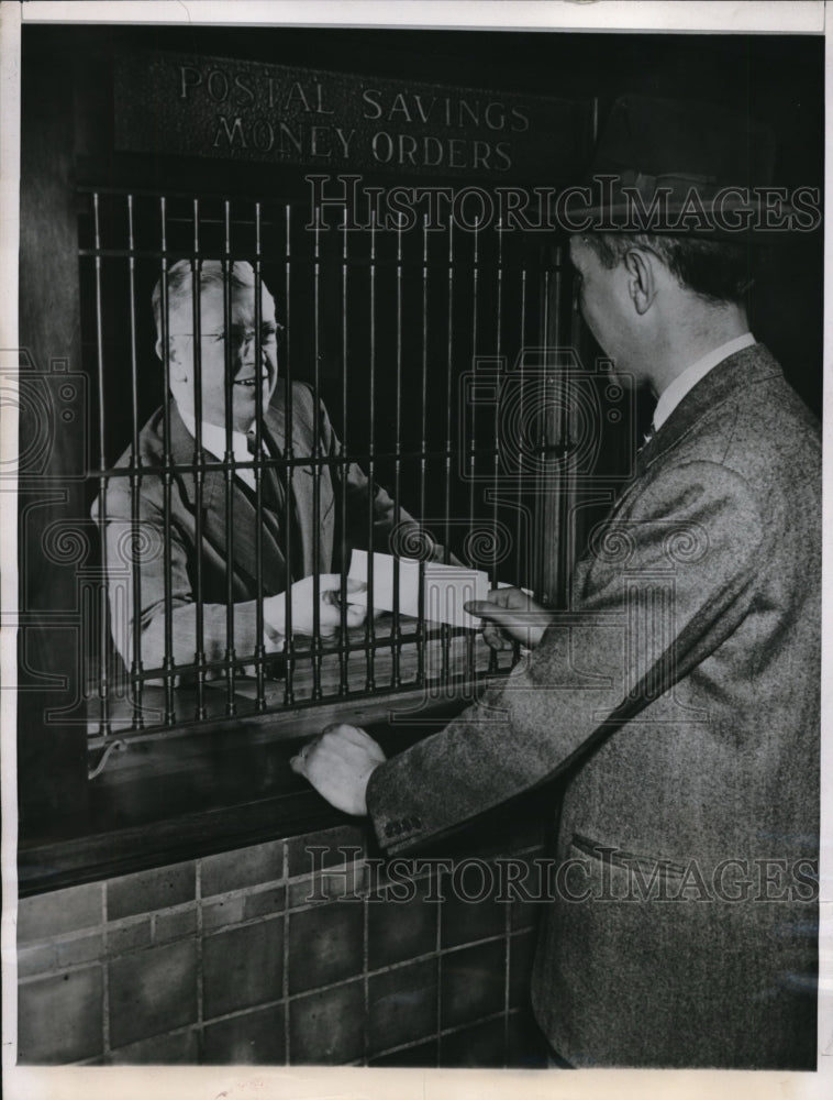 1948 A check to Postmaster Clinton Price by Reuben Donnelley Manager - Historic Images