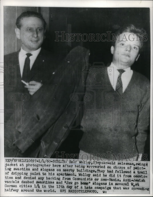 1960 Press Photo Berlin Rolf Wolley 23 yr old salesman after arrest - Historic Images