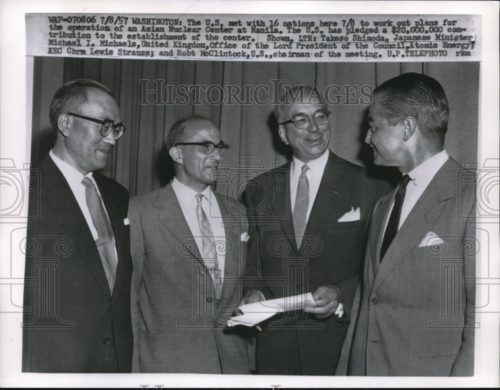 1957 Press Photo DC Japanese Minister Takese Shimoda,UKs MI Michaels - Historic Images