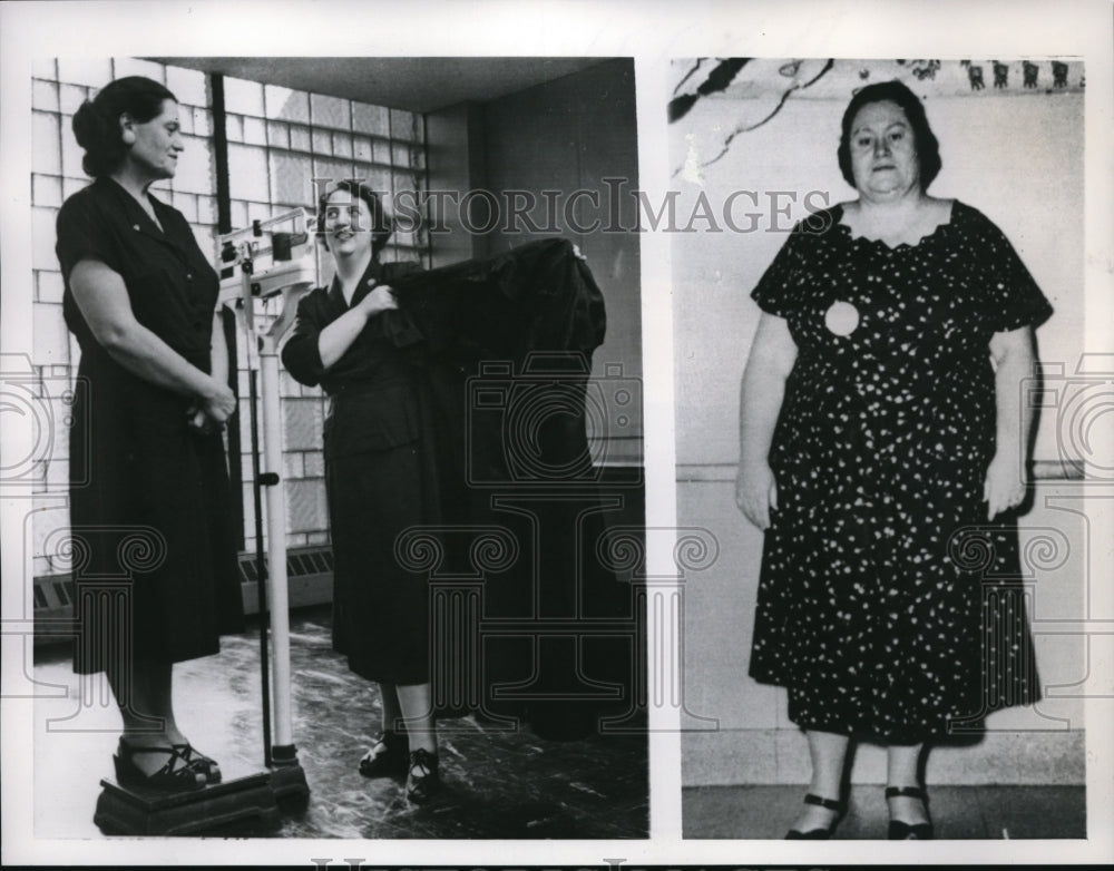 1950 Press Photo Chicago Mrs Margaret Pavlowski &amp; Eve Smith in weight contest - Historic Images